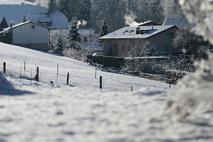 Dorf im Winterkleid